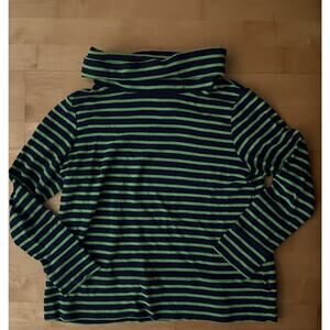 STS Sail To Sable Green Navy Blue Stripe Cowl Neck Pullover size L